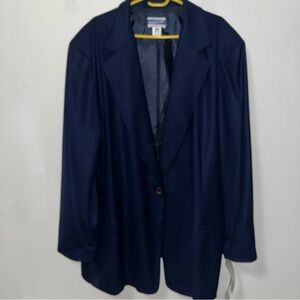 Pendleton New Women Blazer Coat Plus Size 24W Navy Wool Professional Made In USA